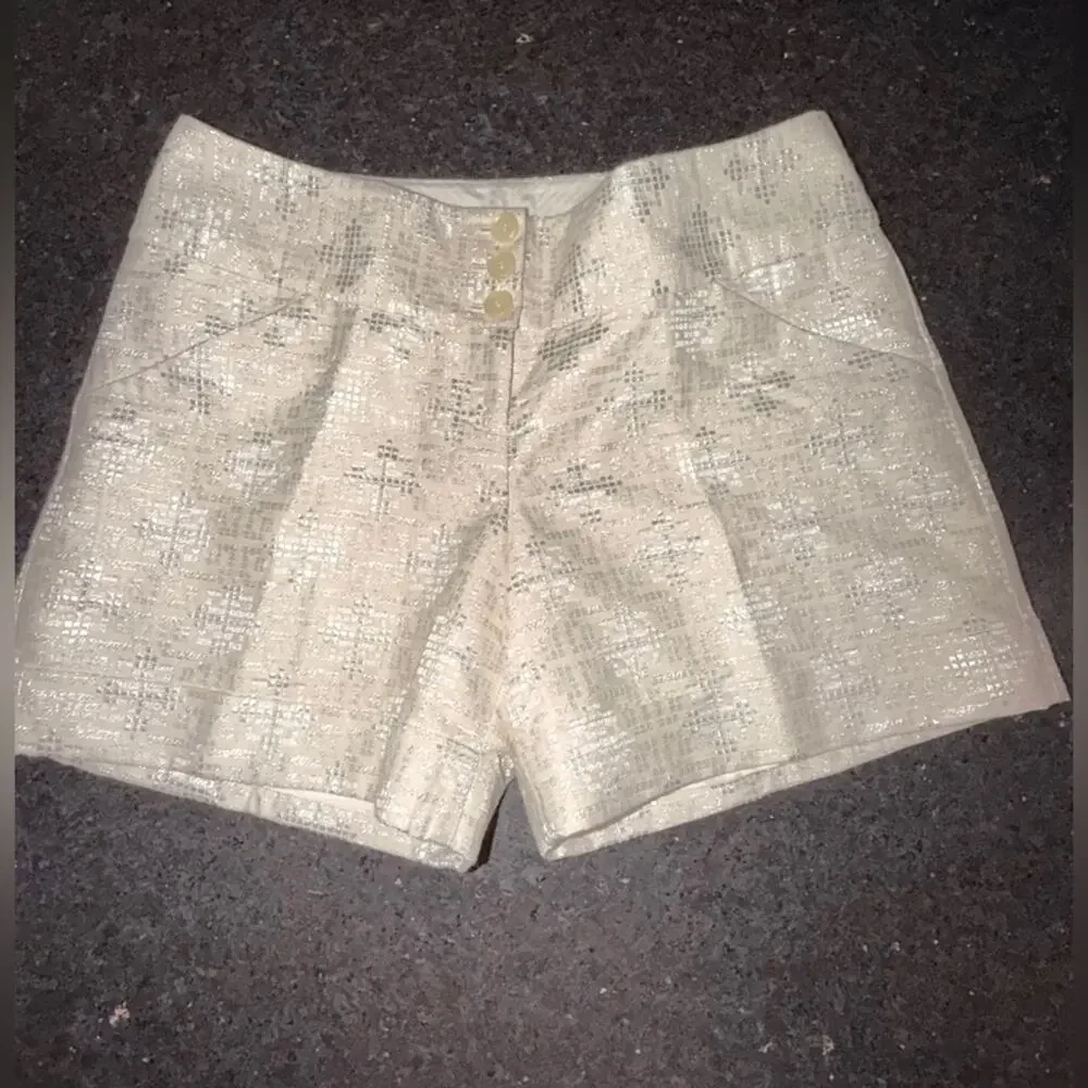 NEW The Limited Shorts White Silver Metallic Lined Cassidy Chino Dressy SZ 10